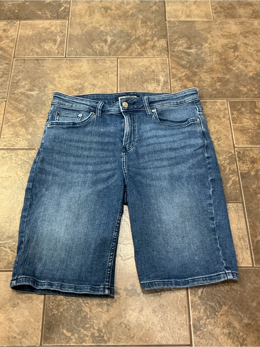Calvin Klein Blue Denim shorts with Faded Wash
